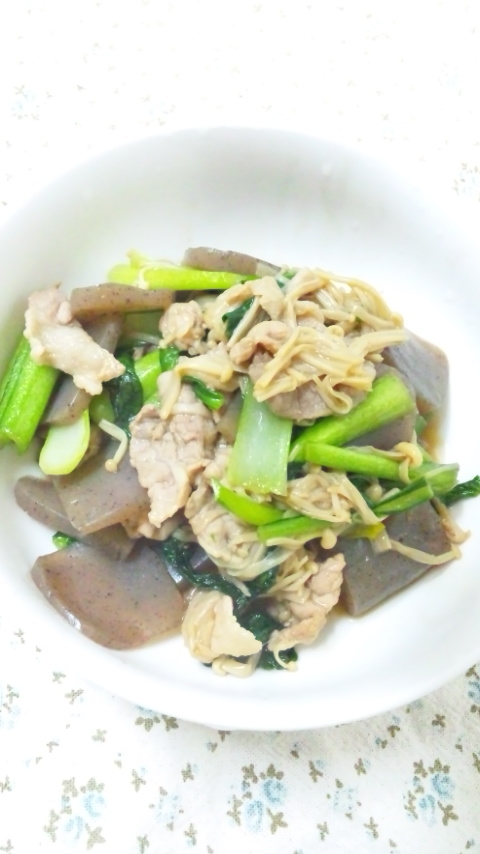 小松菜と蒟蒻の炒め煮