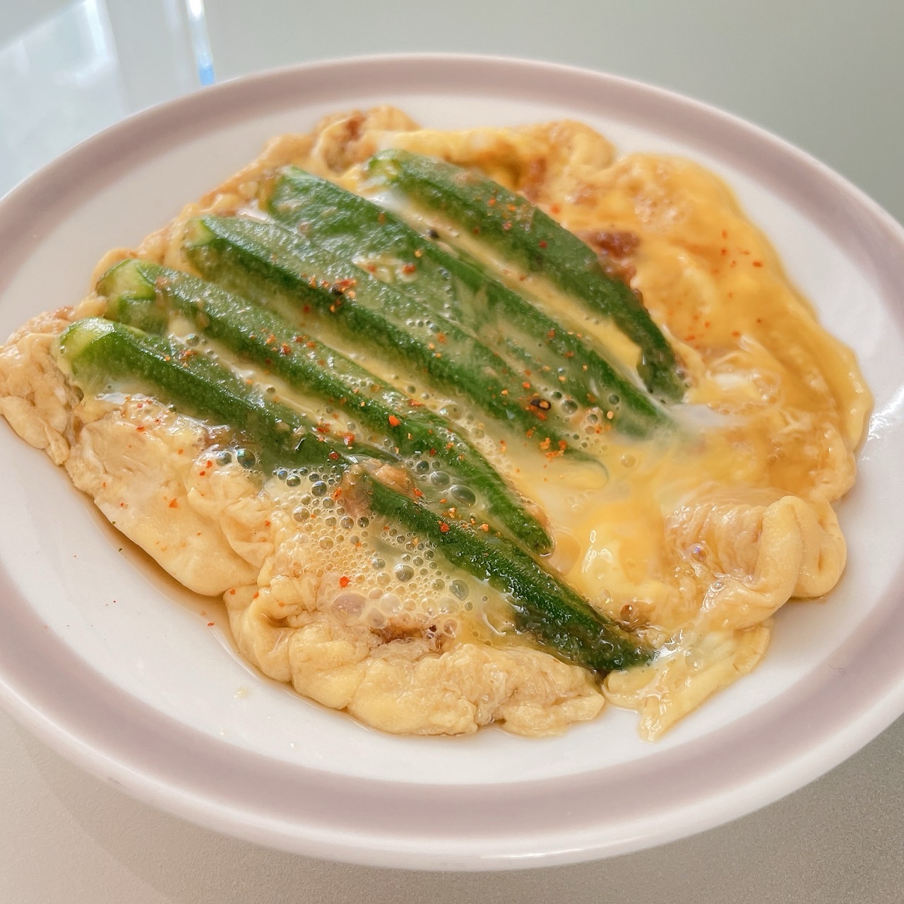 優しいお味　おくらの卵とじ