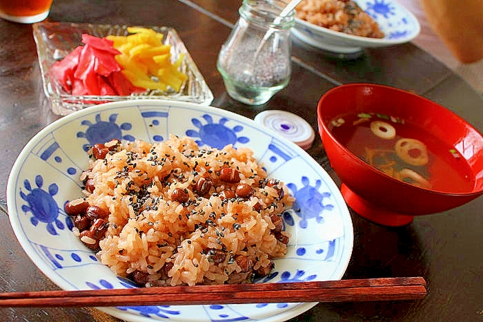 無水鍋で赤飯