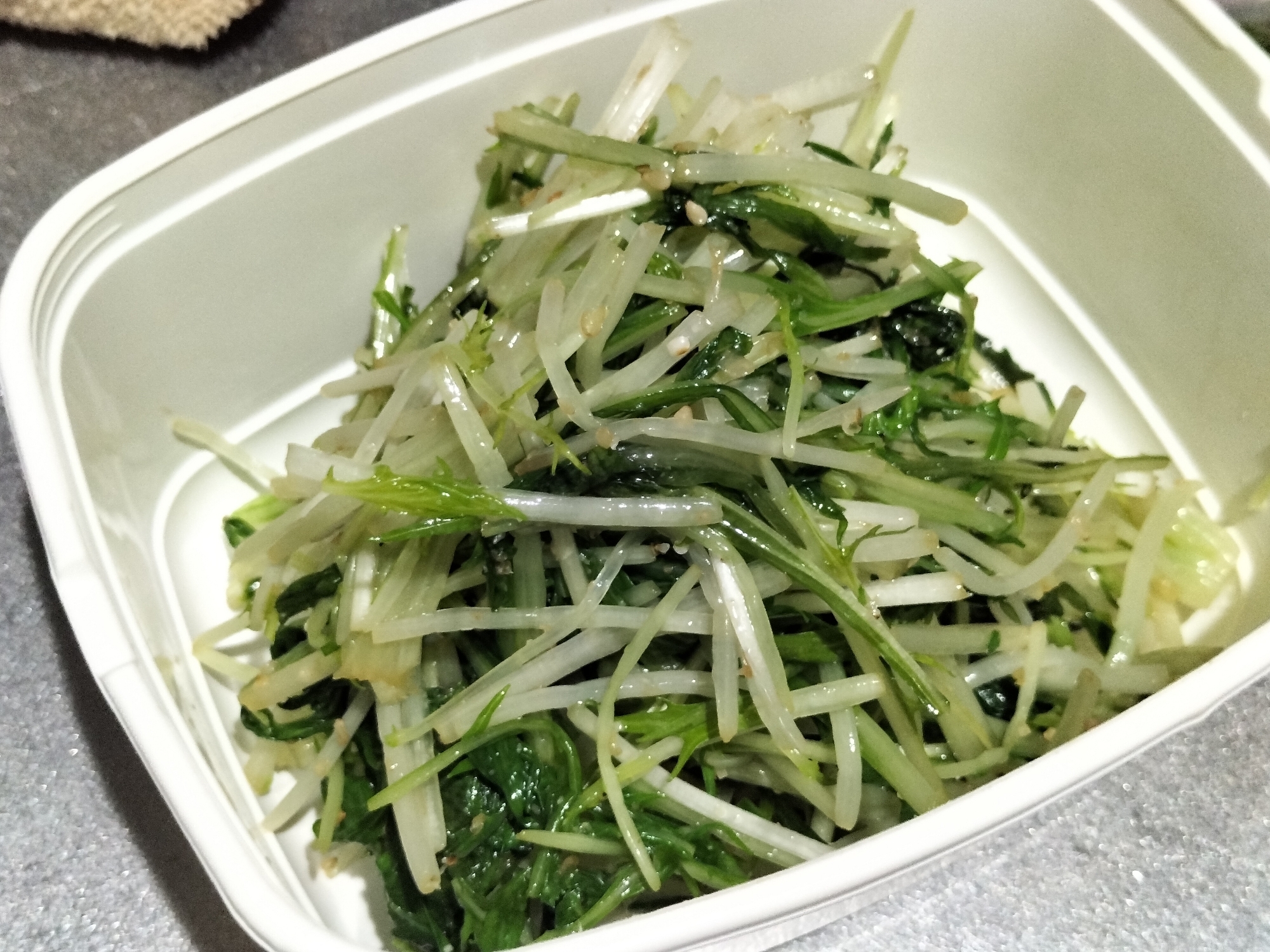レンジで簡単5分で作り置き♪水菜のナムル、中華和え