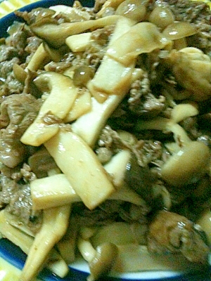 牛肉とキノコのオイスターソース炒め