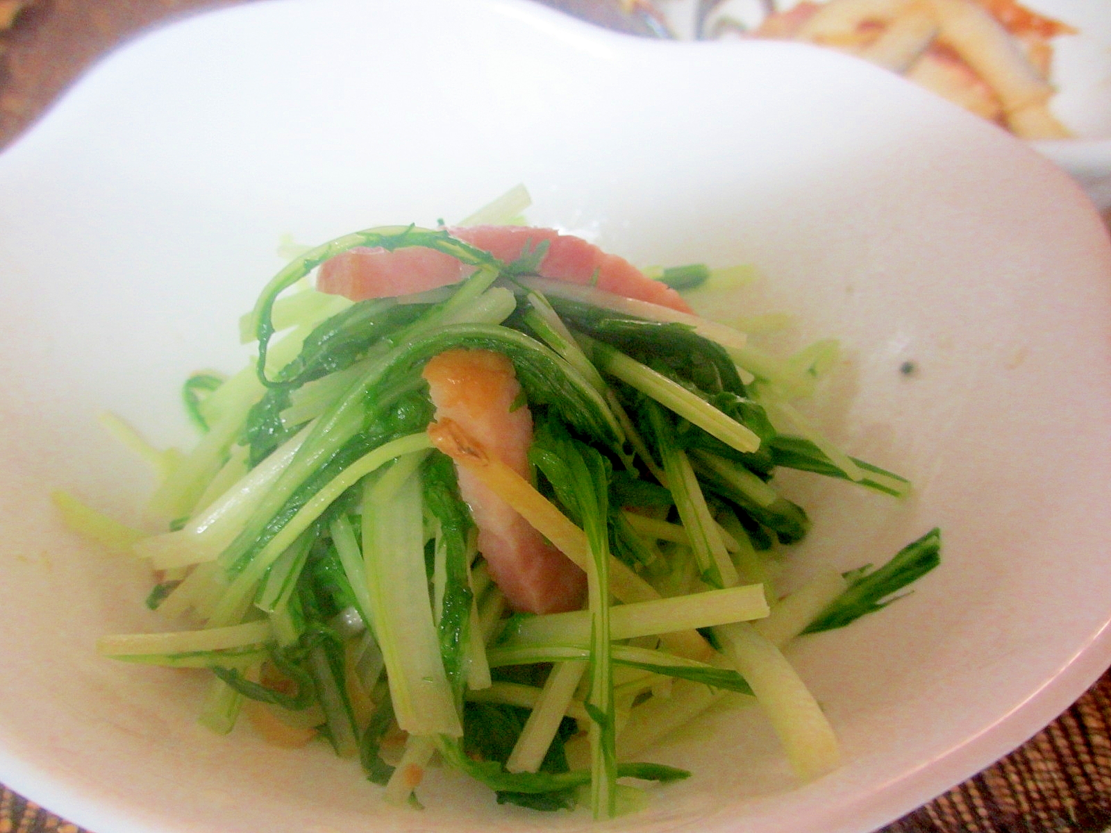 水菜とベーコンの生姜マヨソテー