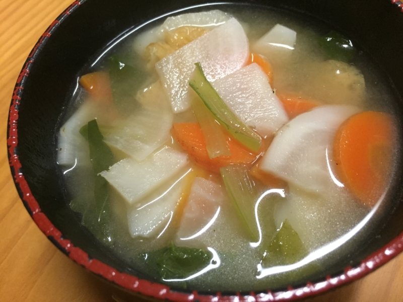 小松菜&カブ&ニンジン&油揚げの味噌汁