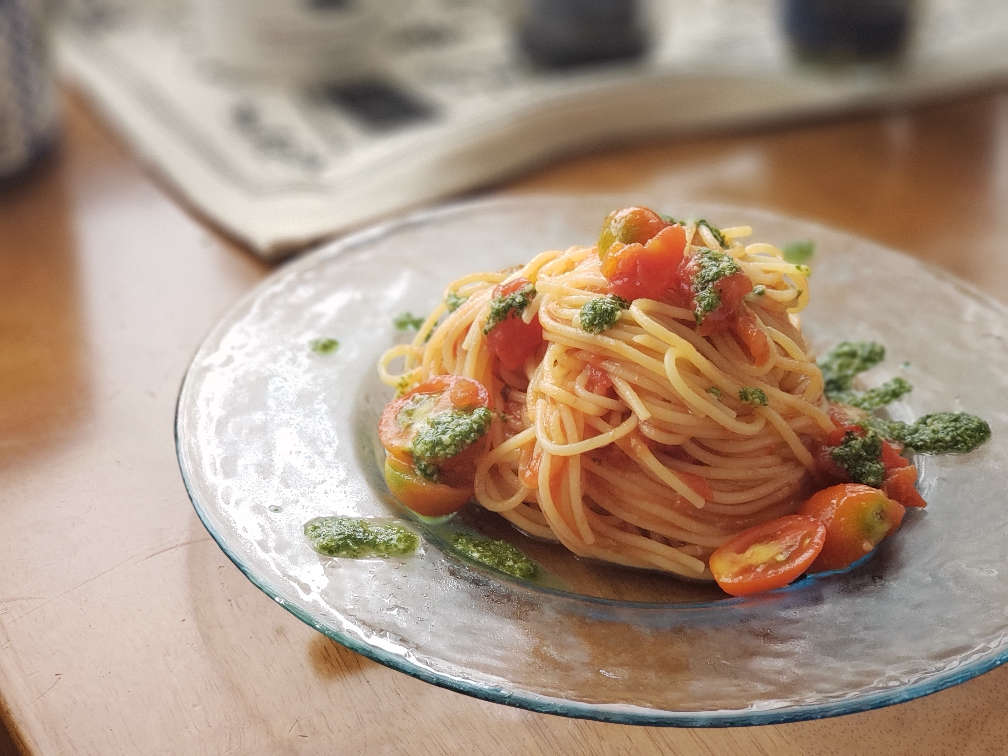 トマトとバジルソースの冷製パスタ レシピ 作り方 By パパイズム 月額3万節約ごはん 楽天レシピ