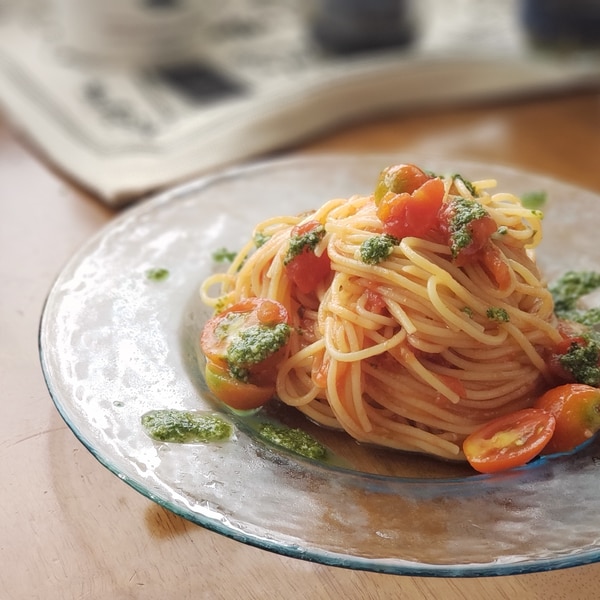 トマトとバジルソースの冷製パスタ レシピ 作り方 By パパイズム 月額3万節約ごはん 楽天レシピ トマトとバジルソースの冷製パスタ レシピ 作り方 By パパイズム 月額3万節約ごはん 楽天レシピ