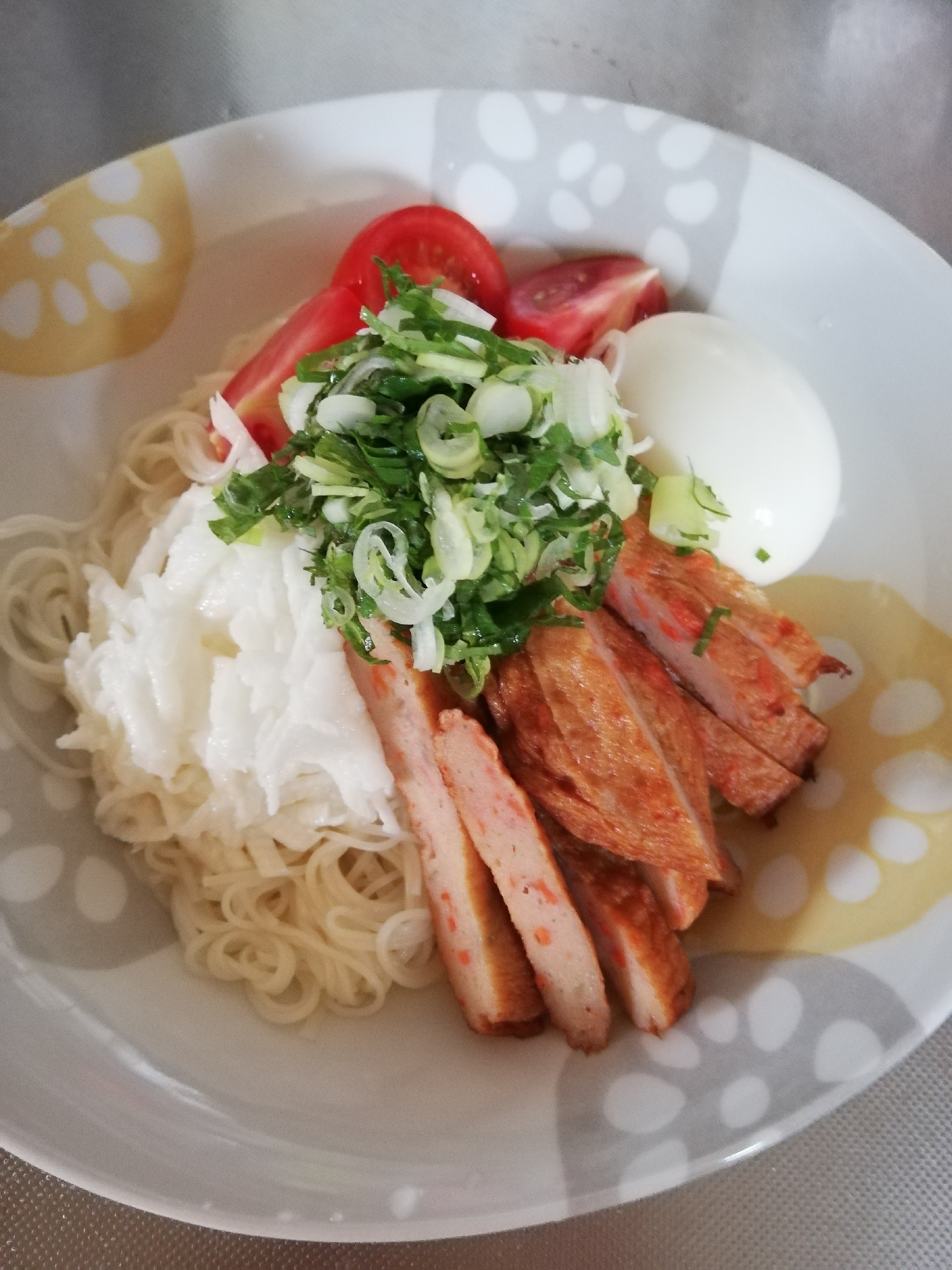 長芋とさつま揚げのそうめん