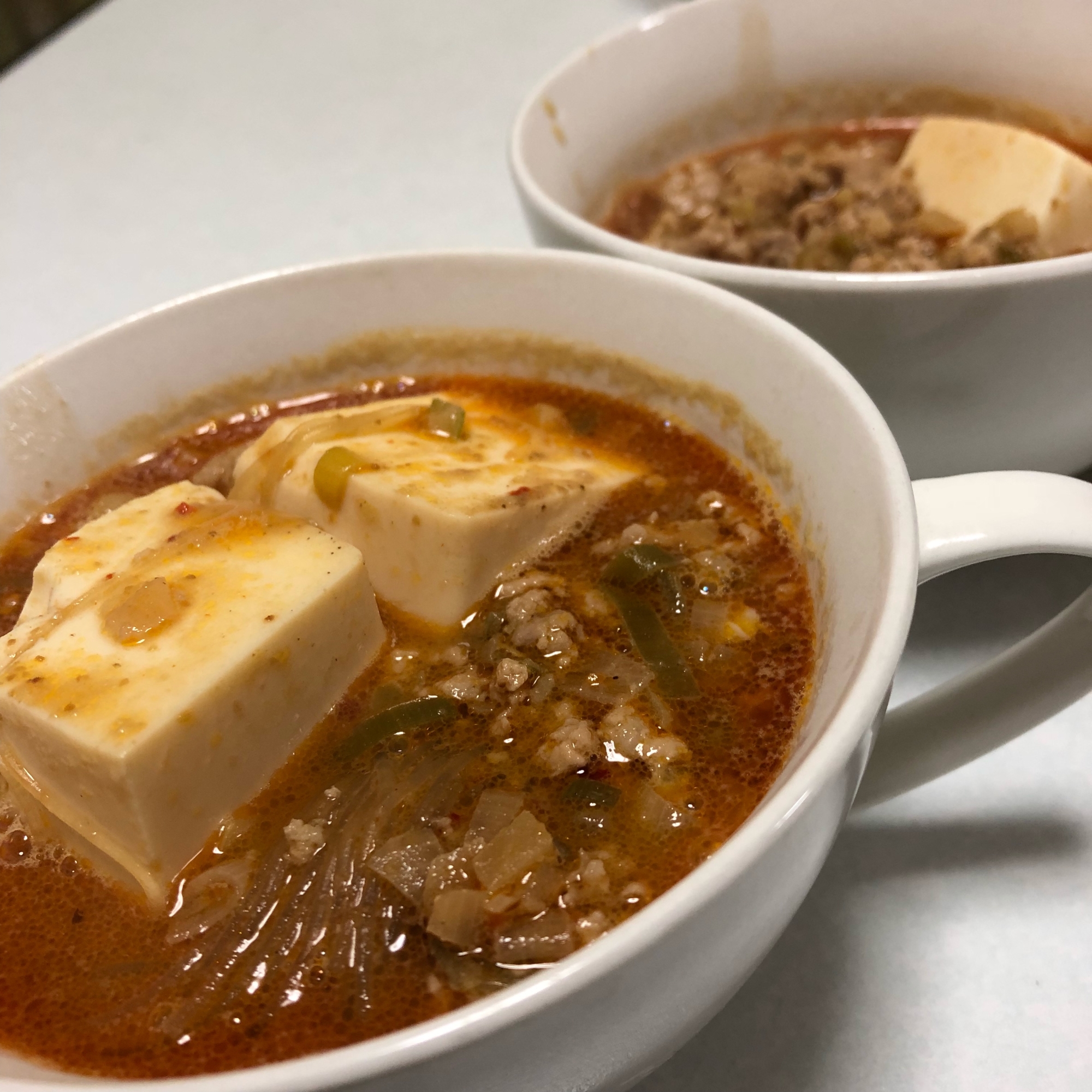 豚ミンチと豆腐の辛〜いスープ