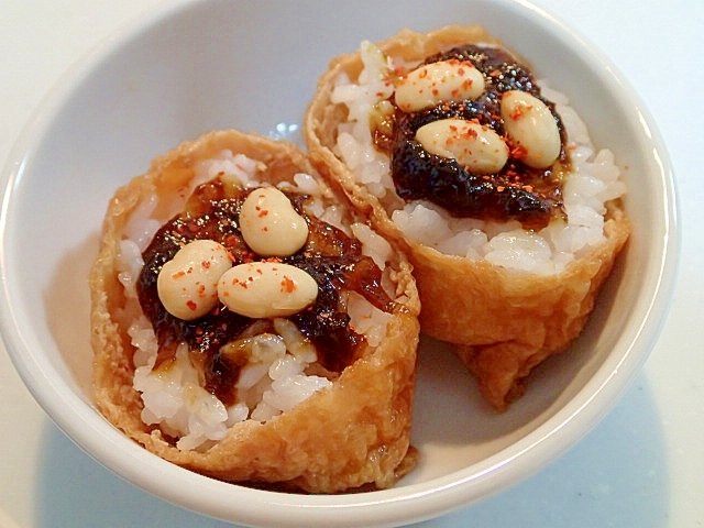 海苔の佃煮と水煮大豆のお稲荷さん