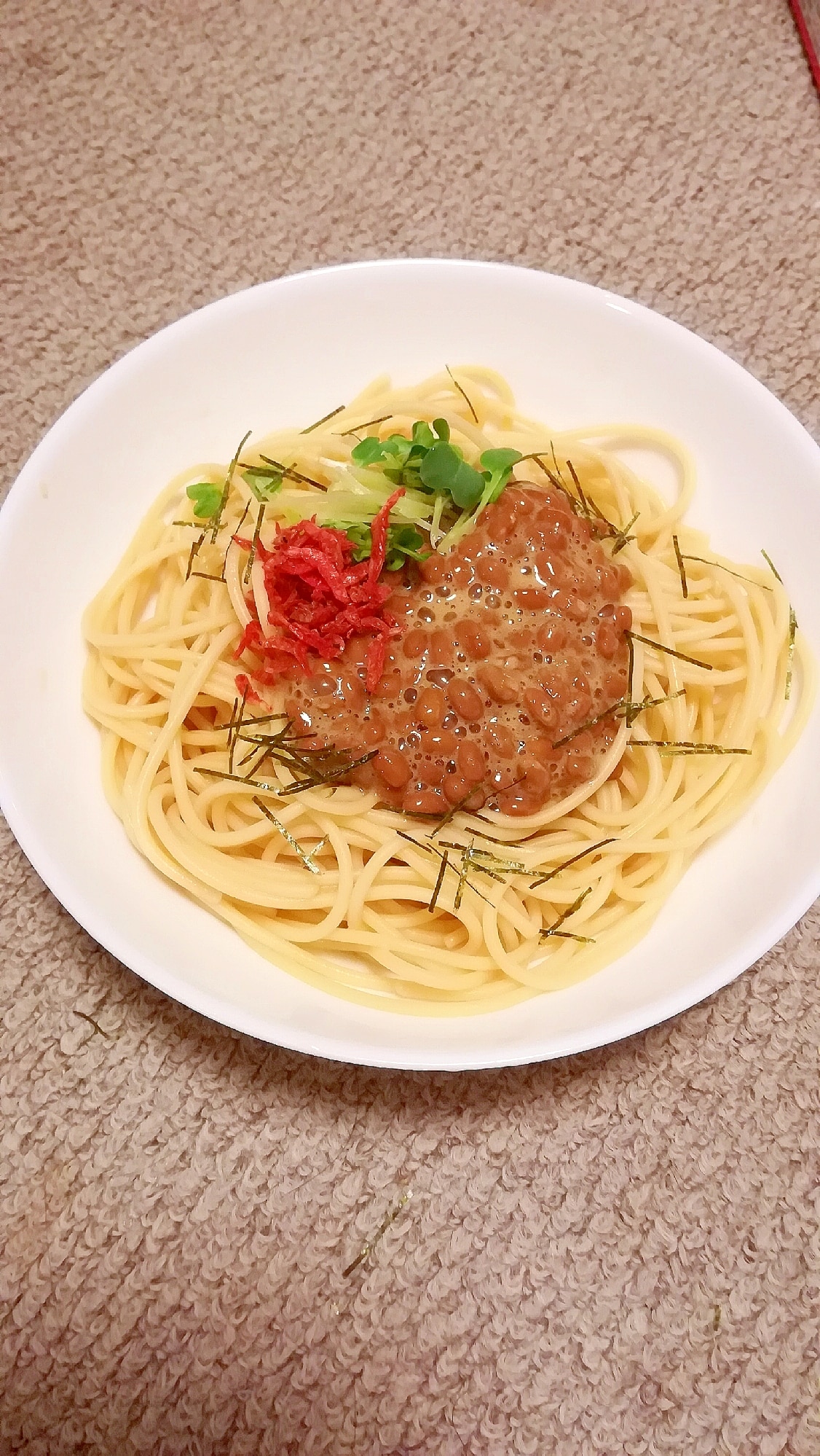 かいわれ大根と干し小エビの納豆パスタ★ポン酢風味 レシピ・作り方 by みずたまSweet｜楽天レシピ