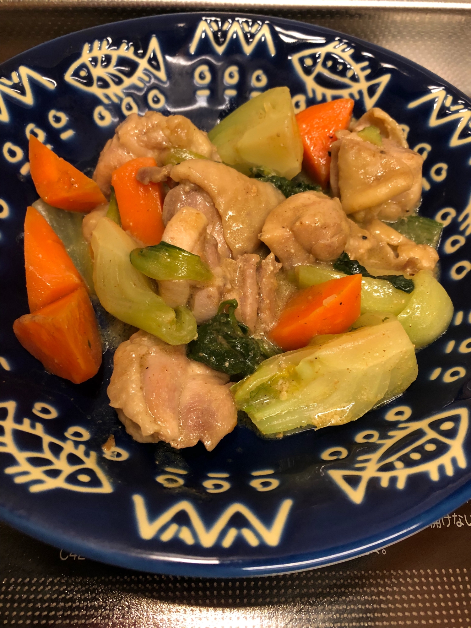 豆乳でマイルド♪鶏肉と青梗菜のカレー風ソテー^_^