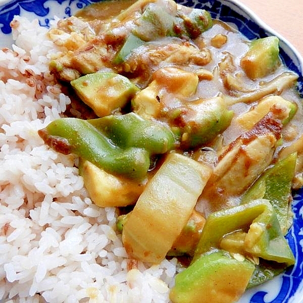 根菜なしで１０分❤手羽中と白菜アボカドカレーライス