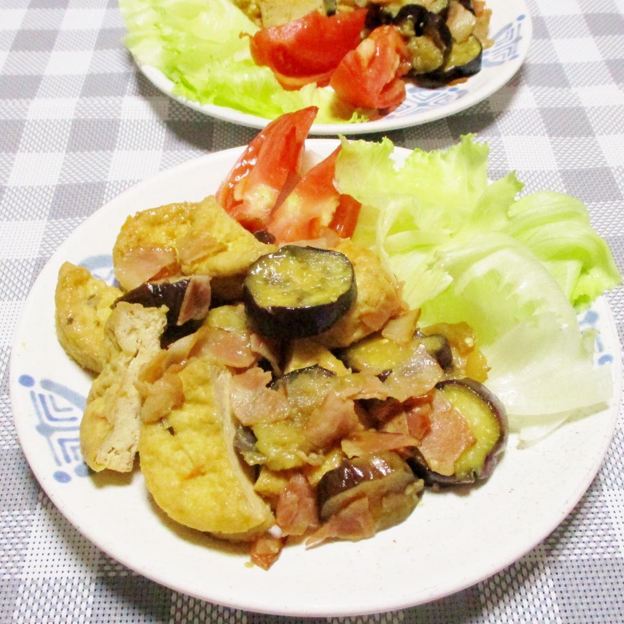 うまっ!なすとがんものベーコン炒め