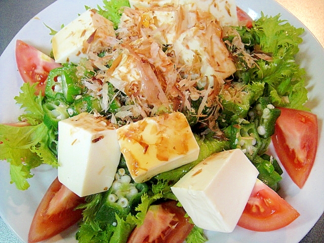 豆腐とトマトおくらのサラダ レシピ 作り方 By Mint74 楽天レシピ