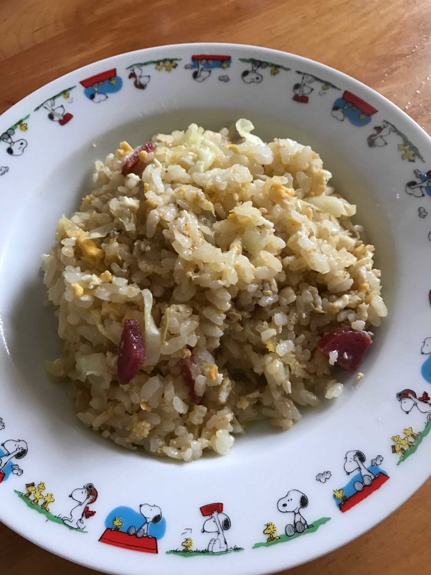 サラミとキャベツのチャーハン