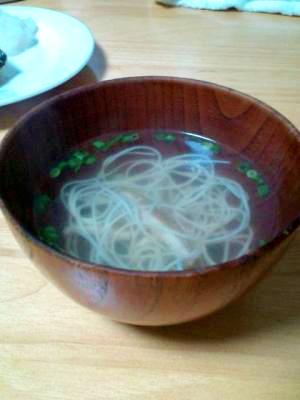 簡単５分で完成！残り物の素麺がお吸い物に★