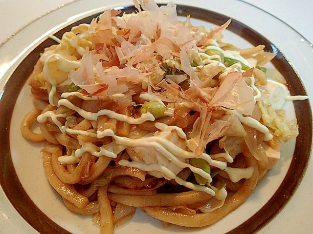 野菜と豆腐の焼きうどん♪