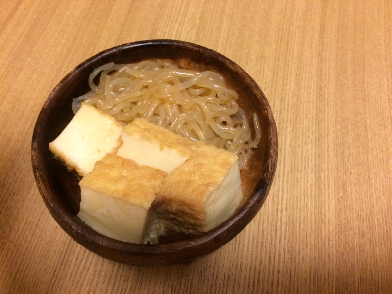 揚げ豆腐と白滝のしょうが煮