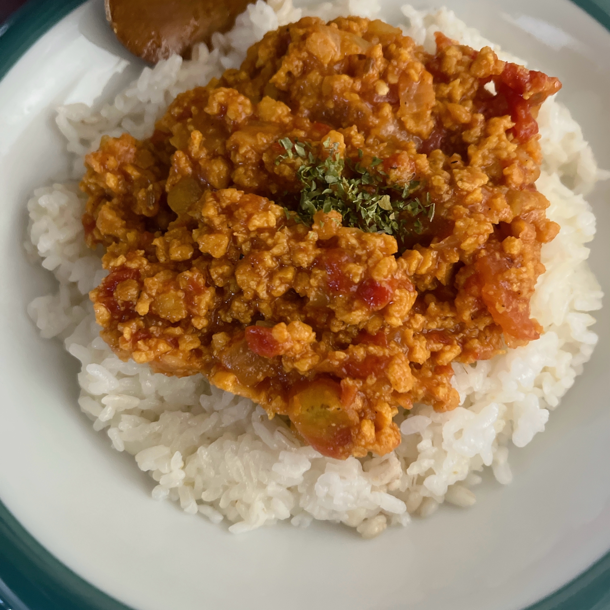 ギーと蜂蜜と大豆ミートそぼろで!バターキーマカレー
