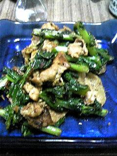 酒の肴:豚肉と大根葉の炒めもの