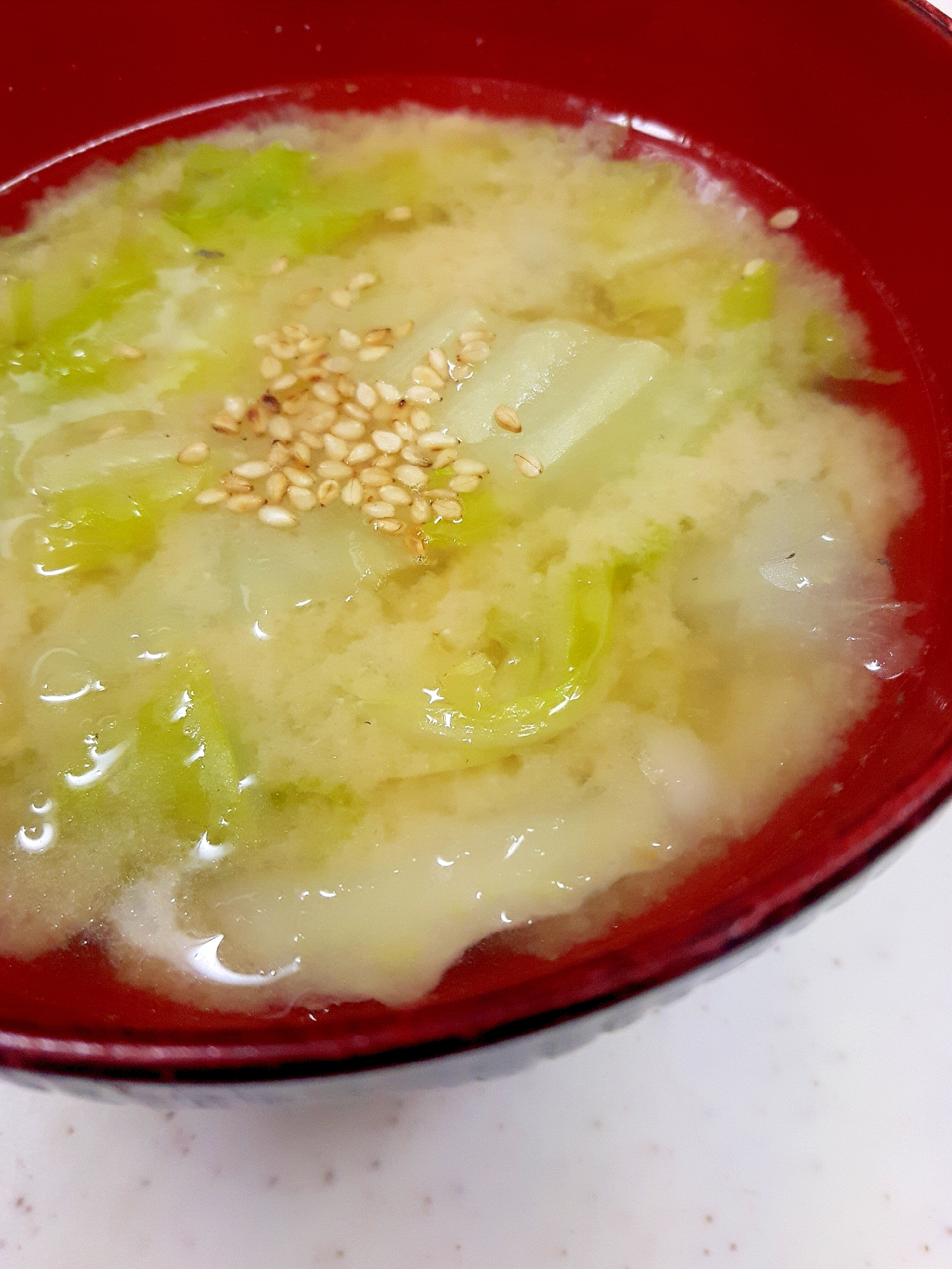 サバ缶の缶汁で(^^)ヘルシー白菜＋ゴマ味噌汁♪