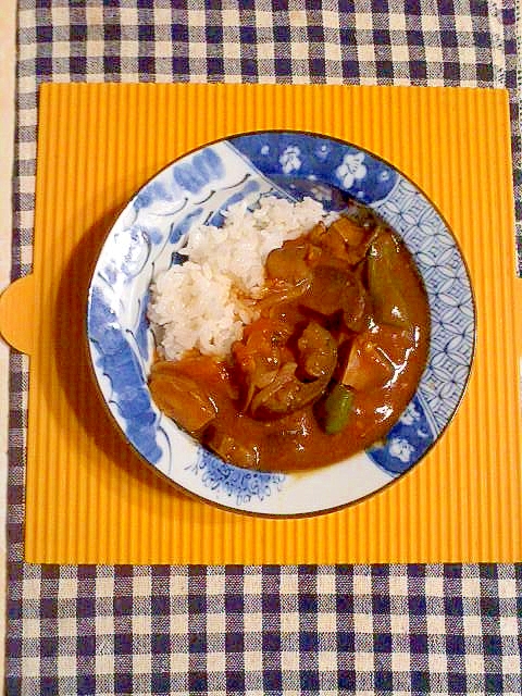 鶏肝と夏野菜のカレー♪