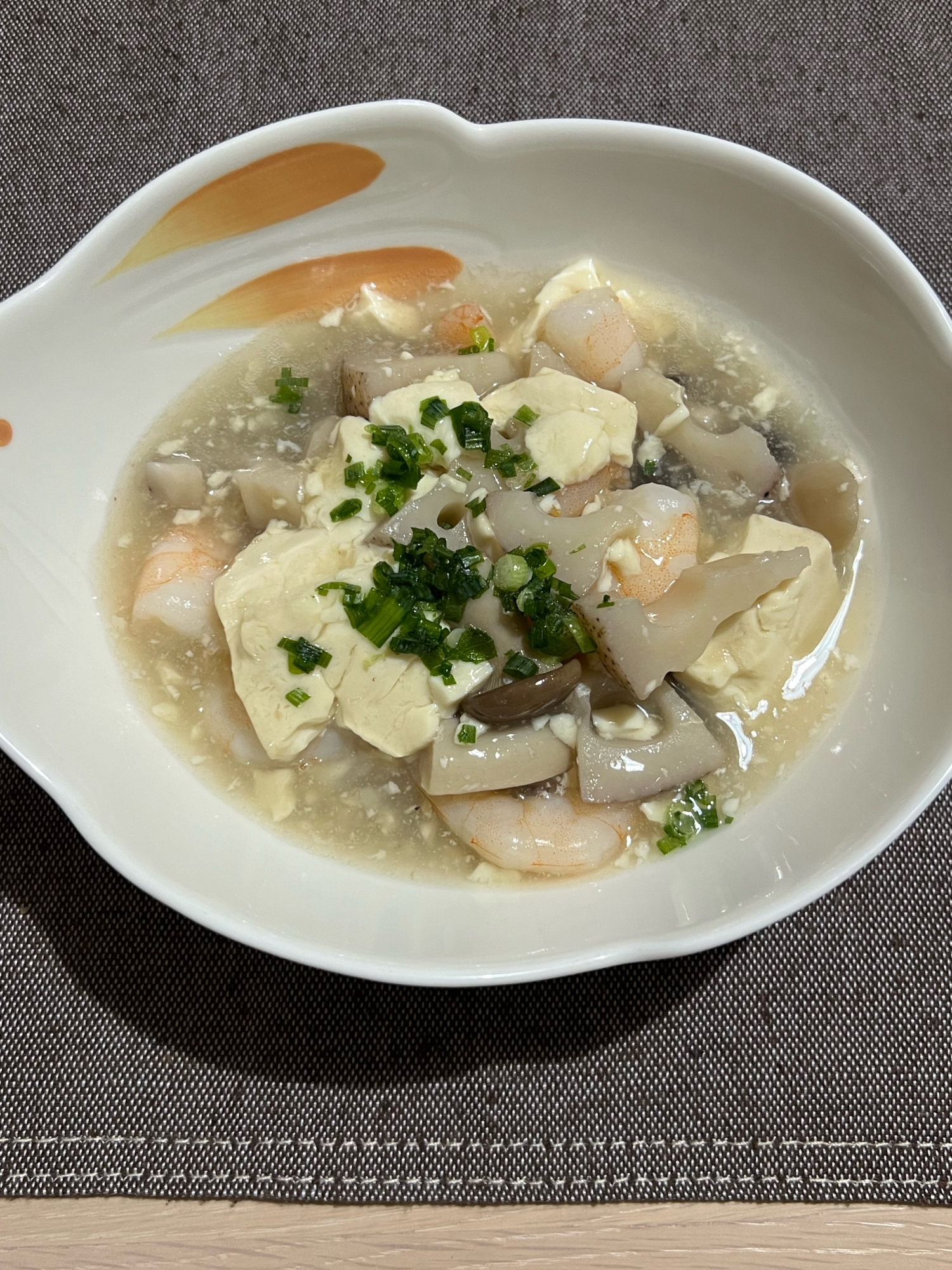 温まる♪エビと蓮根のあんかけ豆腐