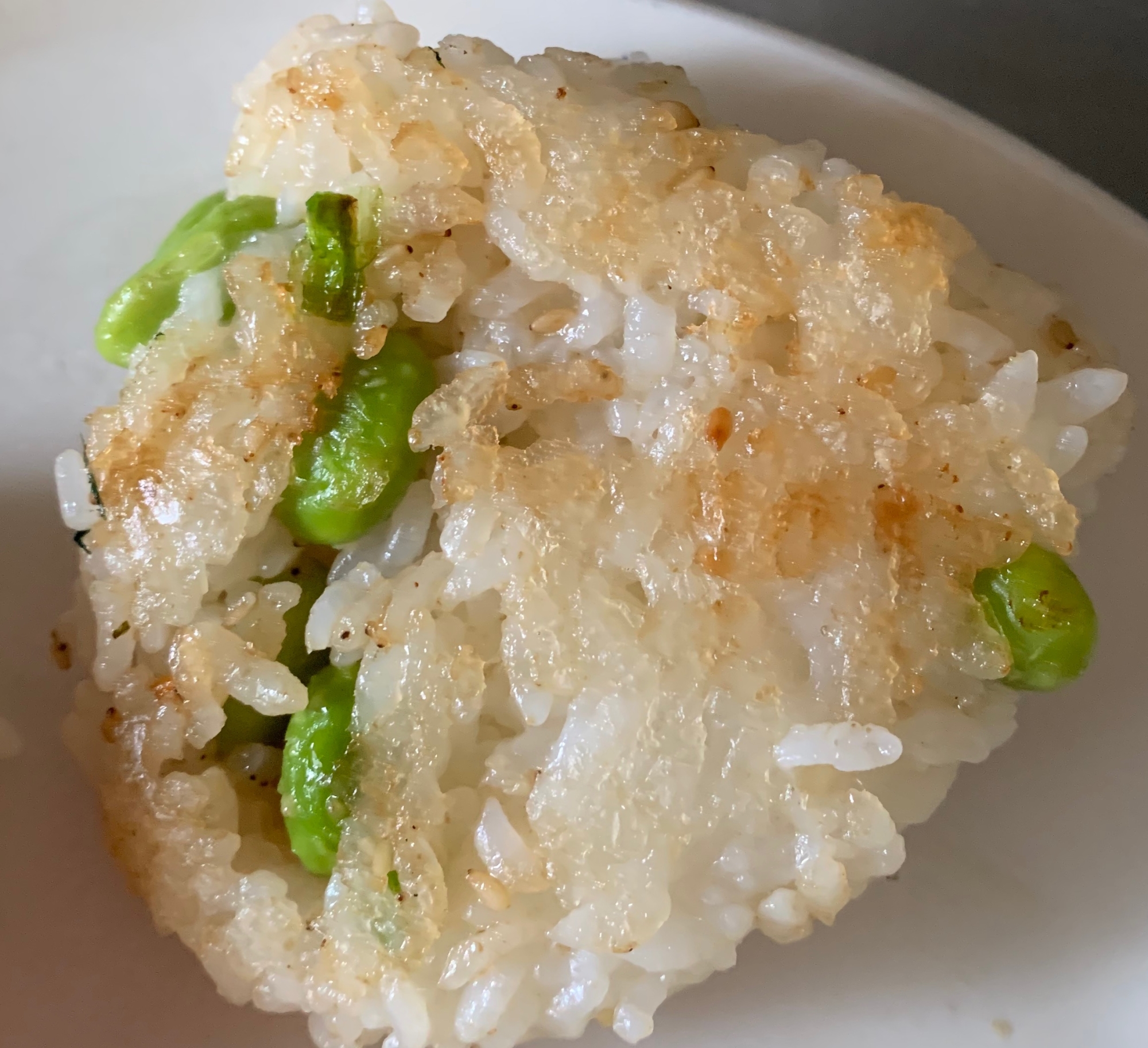 枝豆としらすの焼きおにぎり♪