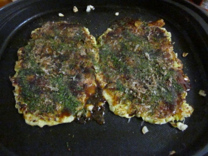 ホットプレートで焼きました♪マヨなし派です(^^♪おいしかったです(^^♪ごちそうさまでした。