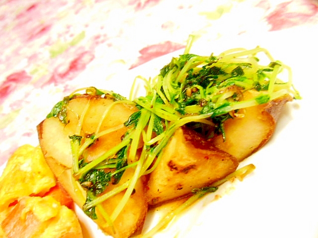 ❤豆苗と薩摩芋のウナギのタレ炒め❤