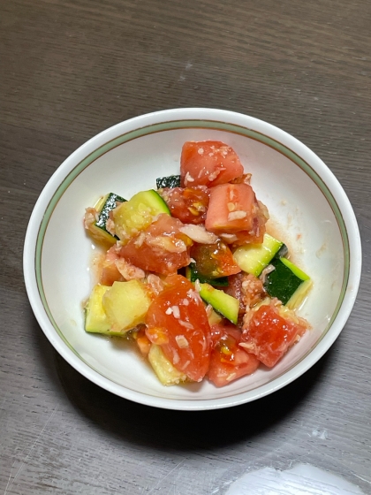 パッとできる！☘️トマトとズッキーニのツナサラダ