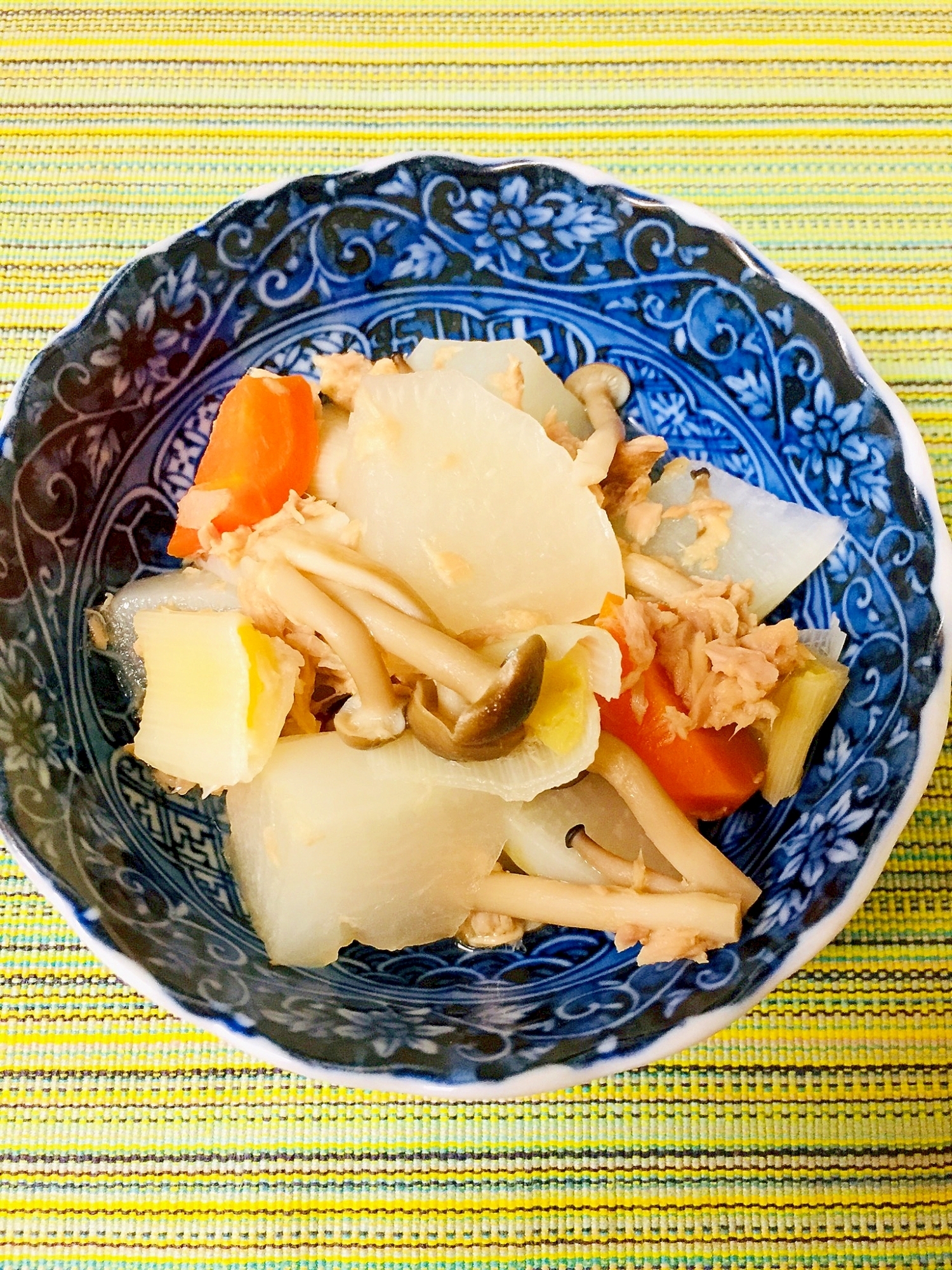ツナと大根と人参と太葱のあっさり煮