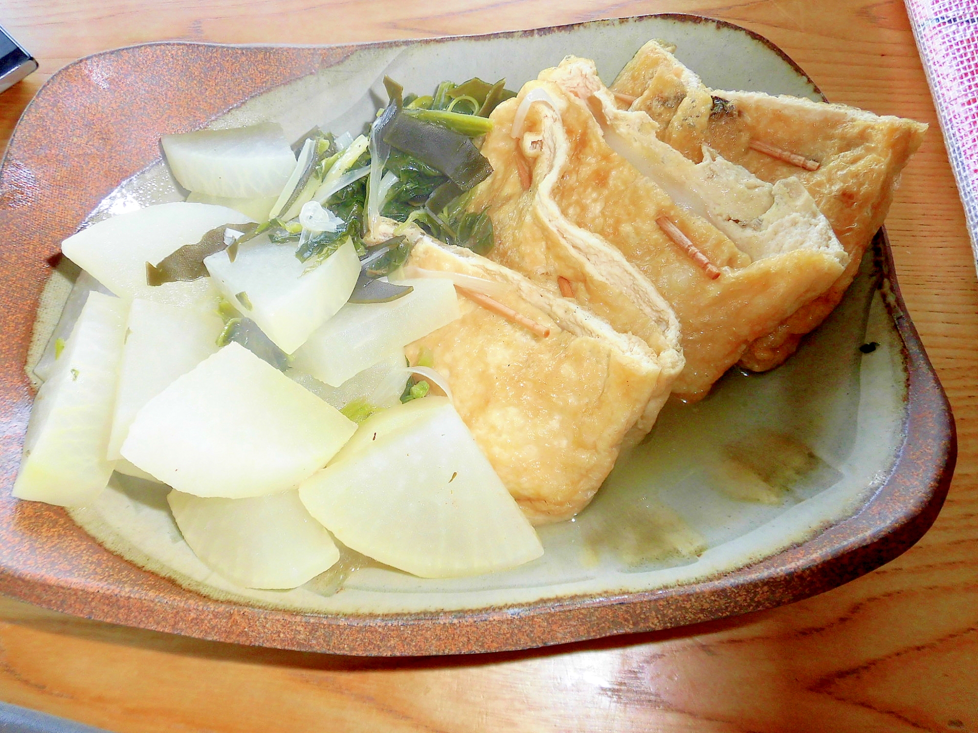 餅入り大根昆布ザーサイの葉油揚げ煮