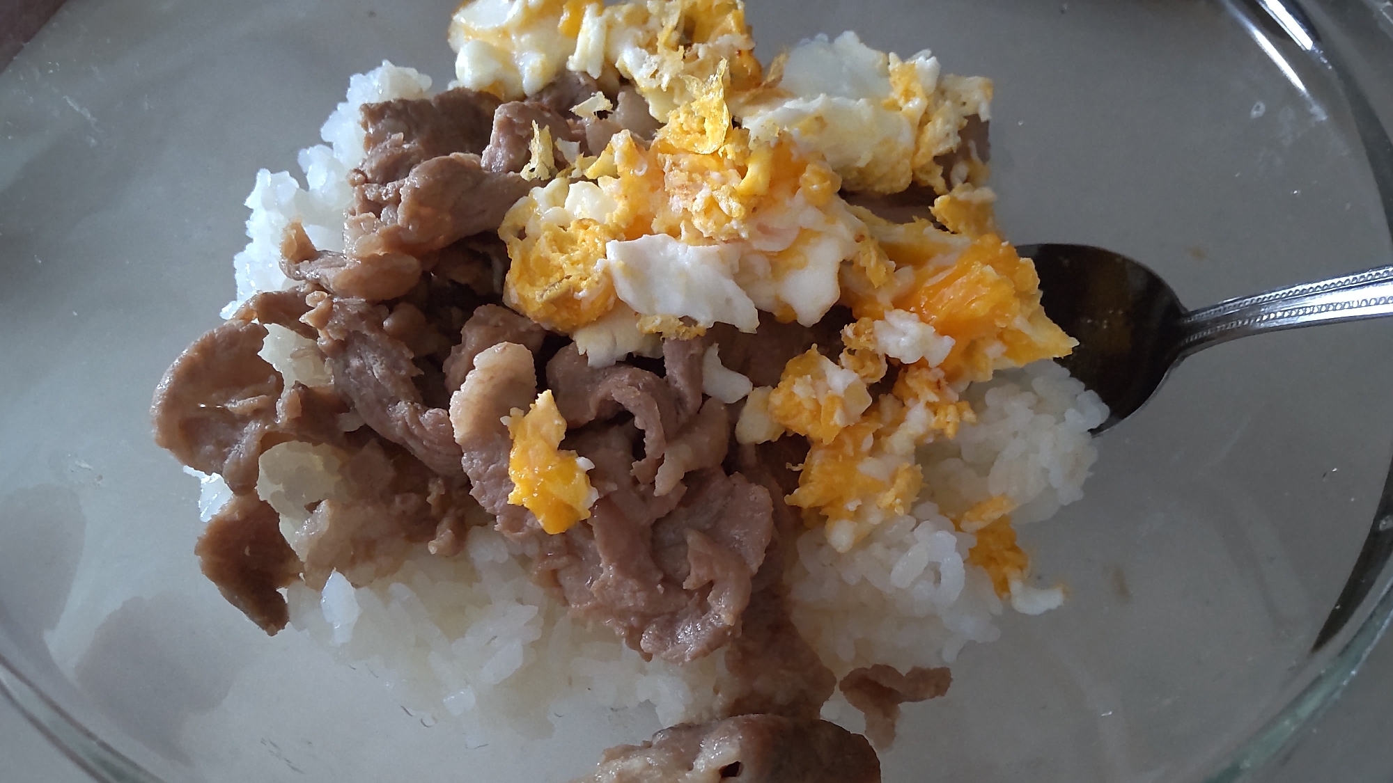 豚丼の卵のせ