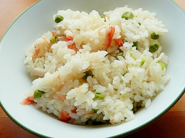 まな板なし❤冷凍グリンピースの炊き込みご飯♪