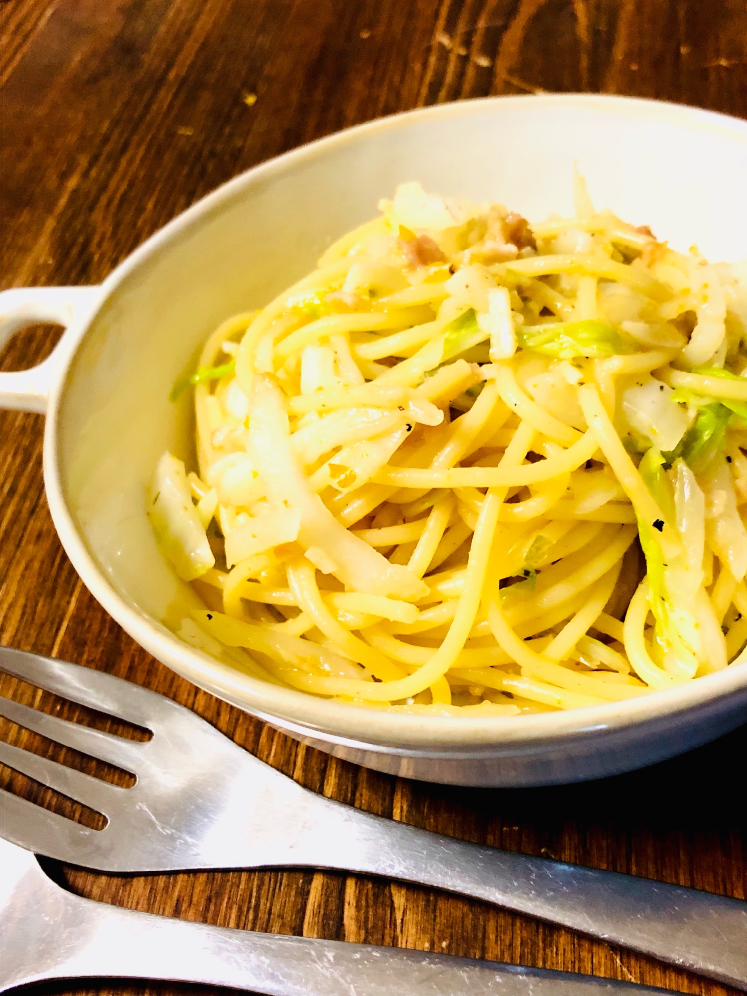 ニンニクと白菜の柚子胡椒パスタ