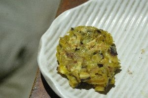 残り物で♪カレー味の乾物バーグ