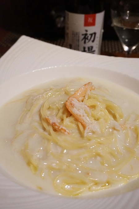 うちバル、蟹のクリームパスタ