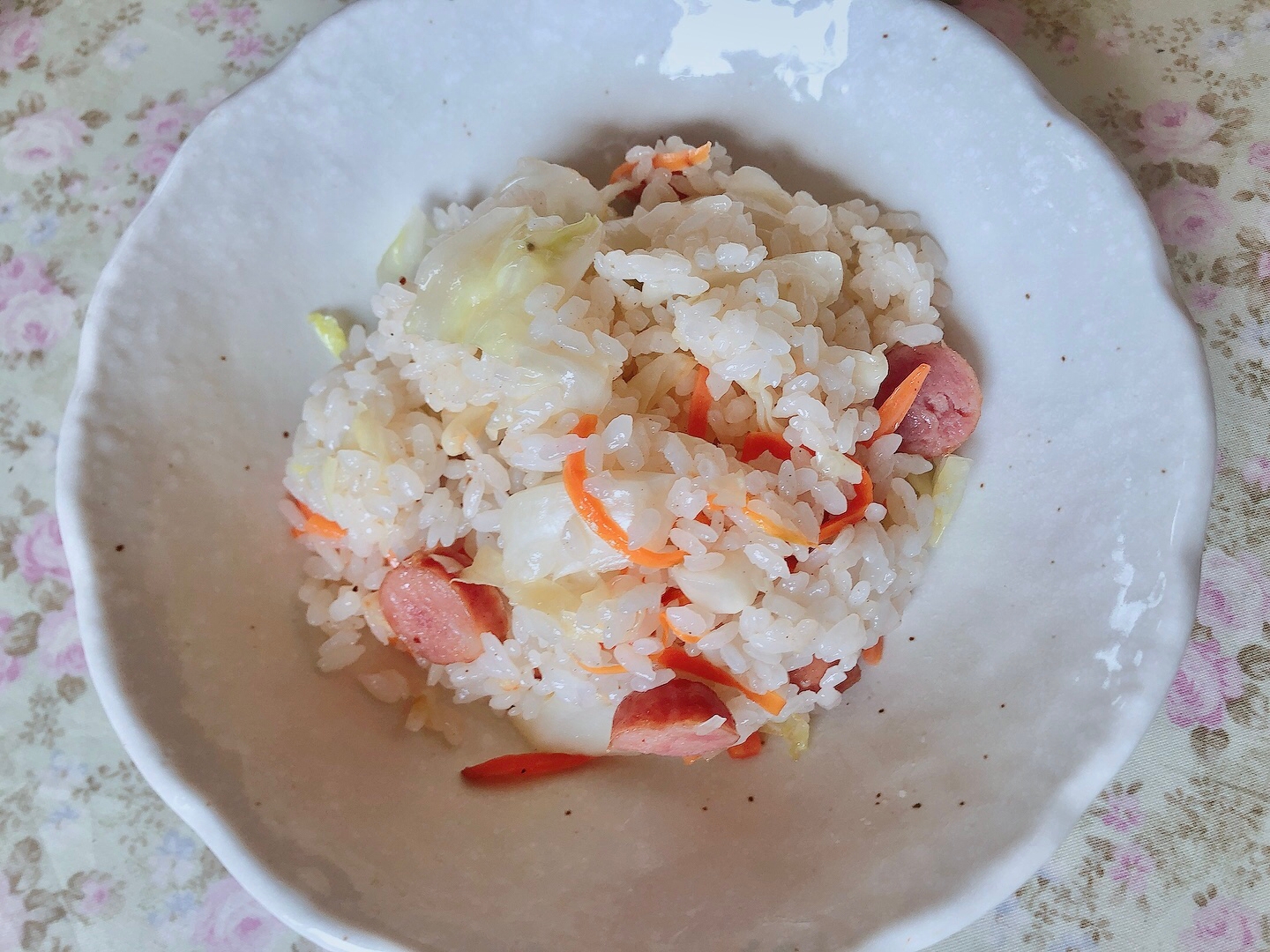 キャベツとにんじんのチャーハン