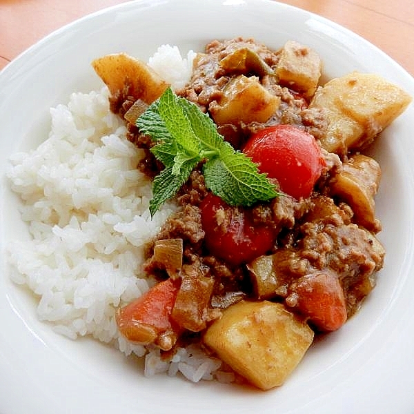 ５分！？残りカレーで❤合い挽き肉と新ジャガのカレー