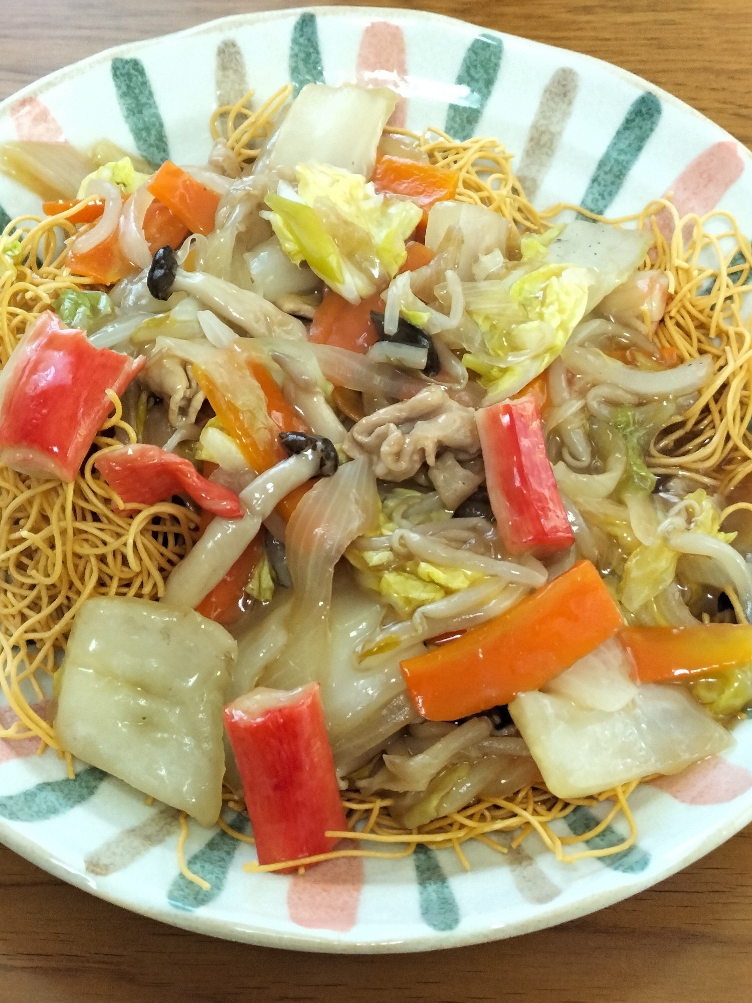 カニカマと豚肉☆野菜たっぷり〜皿うどん♪