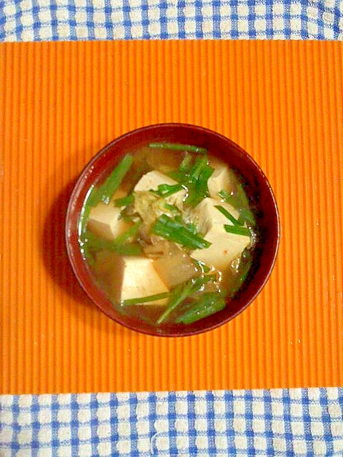 豆腐とニラのキムチスープ♪