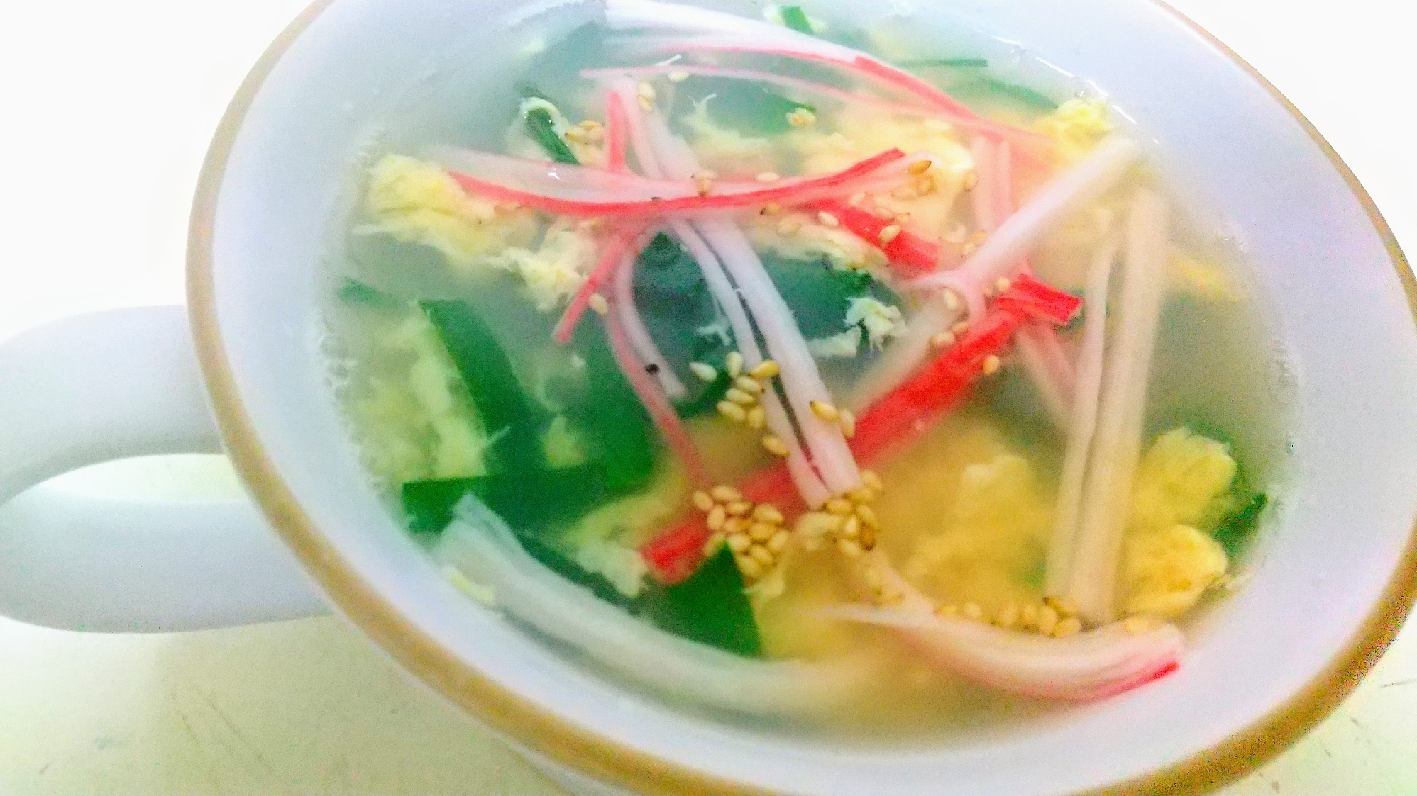 カニカマたまごニラ春雨の中華スープ