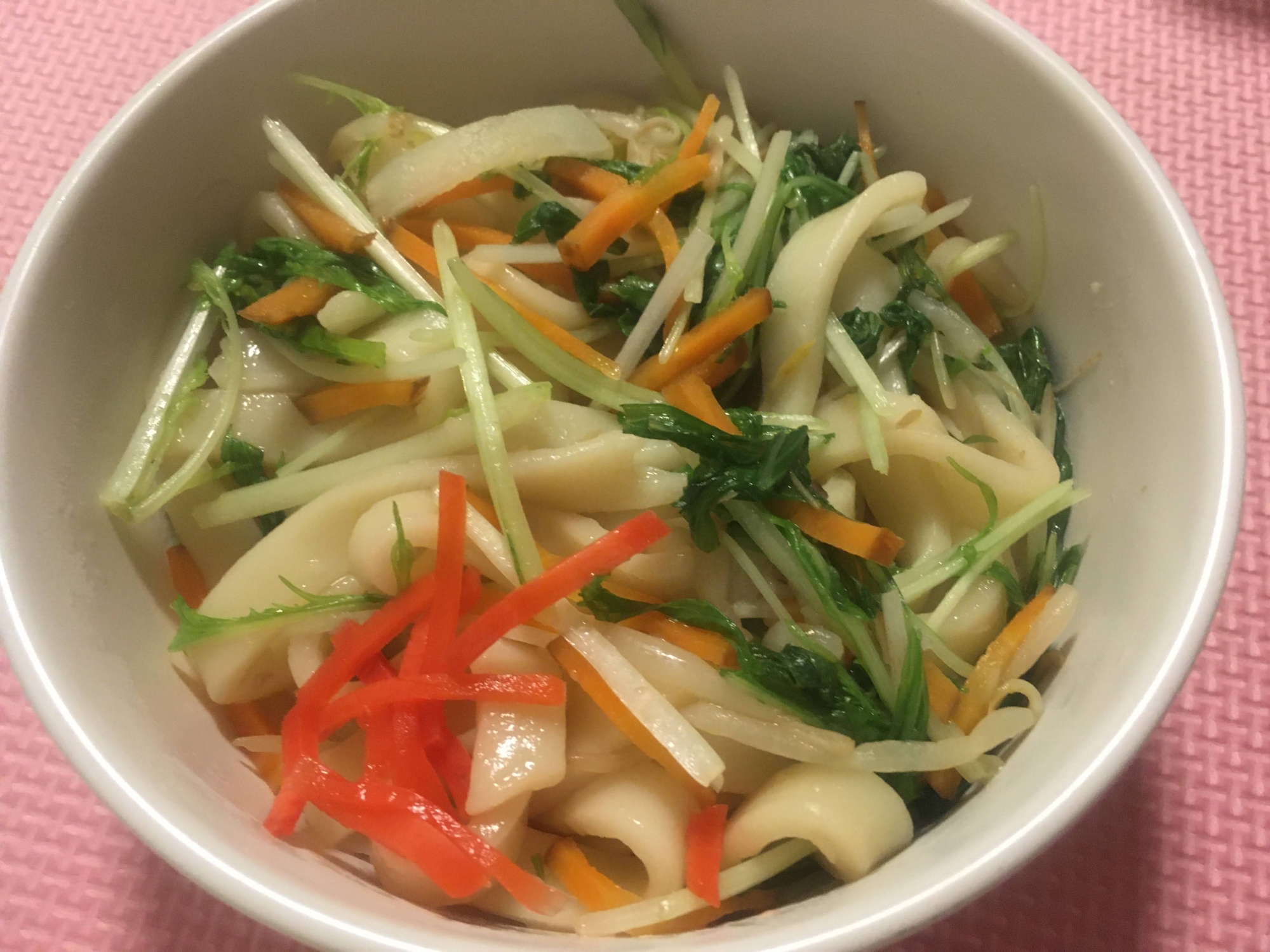 水菜とにんじんの、きしめん焼うどん