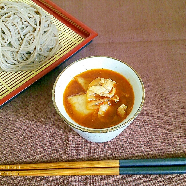 豚肉とキムチのつけ汁蕎麦