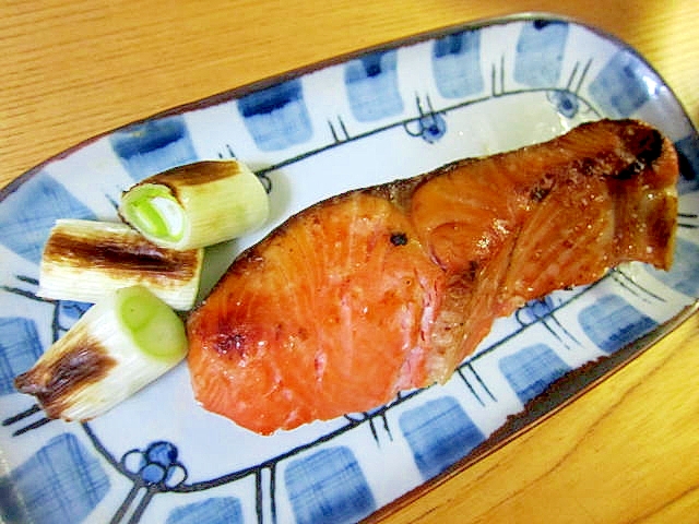 鮭と葱酒醤油漬け焼き