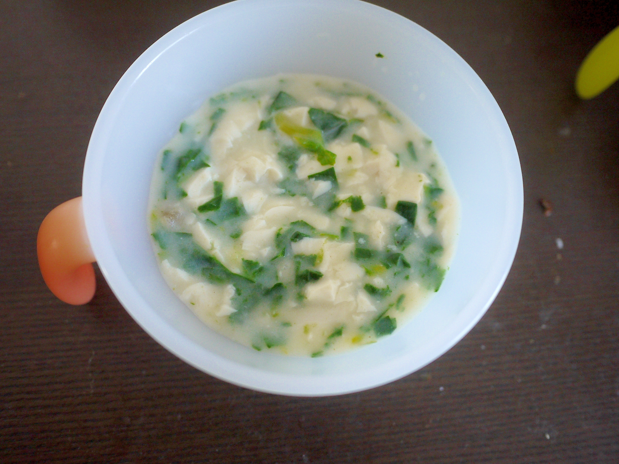 離乳食☆豆腐とほうれん草のインスタントコーンスープ
