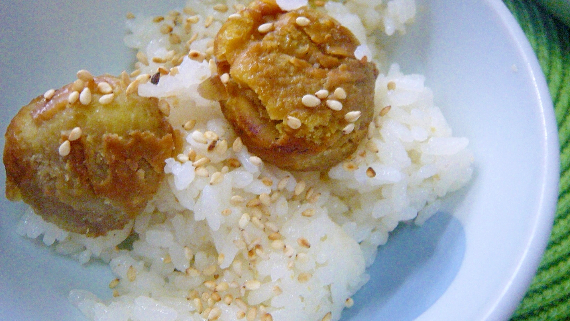 ♥　焼き栗で！　栗ご飯　♥