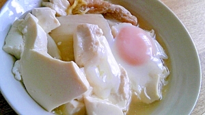白菜と薄揚げと豆腐の卵とじ
