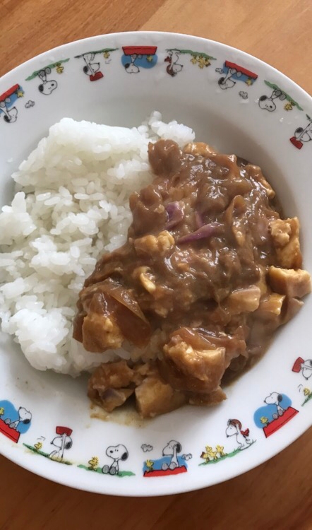 厚揚げと紫キャベツの豆乳カレー