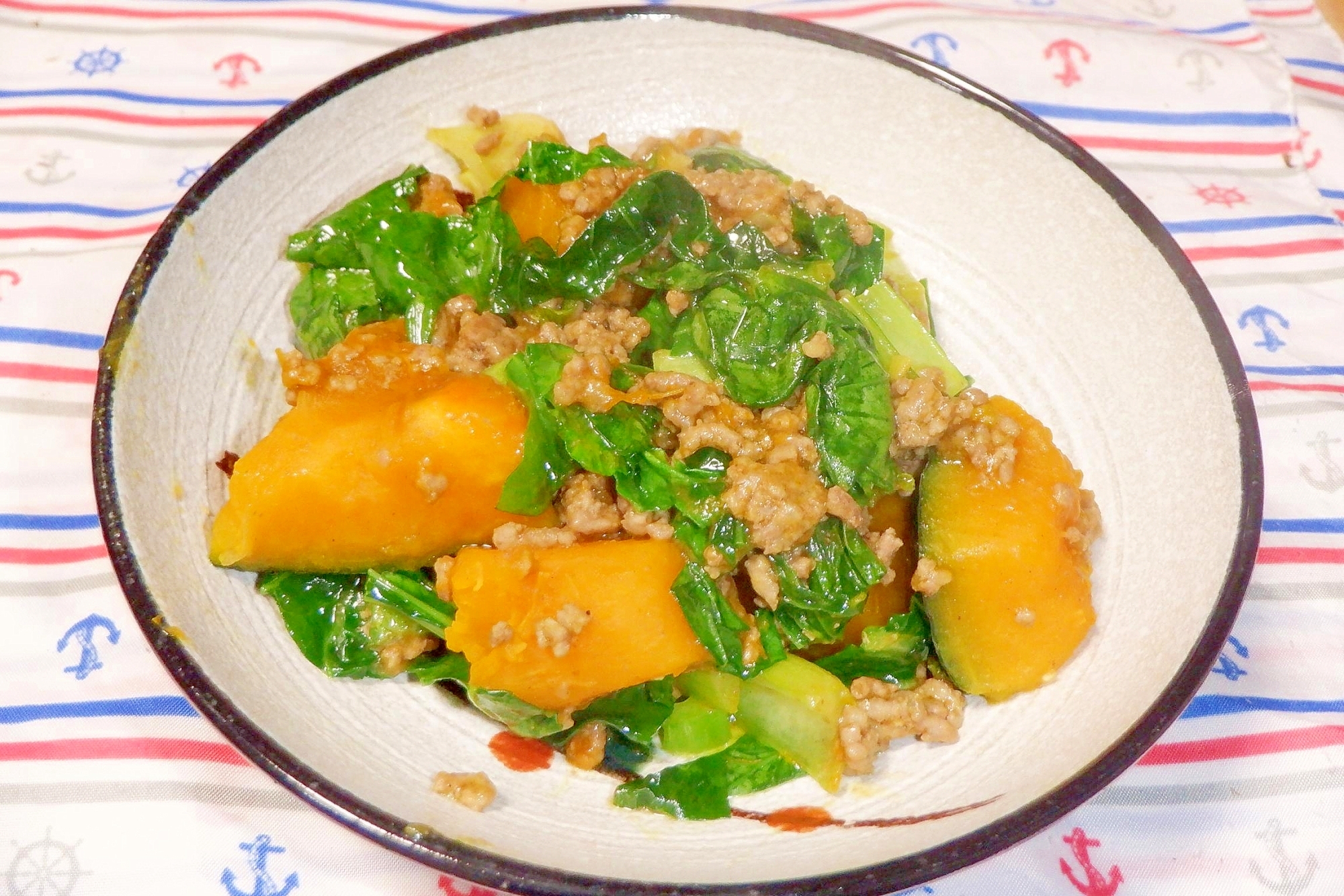 簡単♪南瓜と小松菜のエスニック風炒め煮